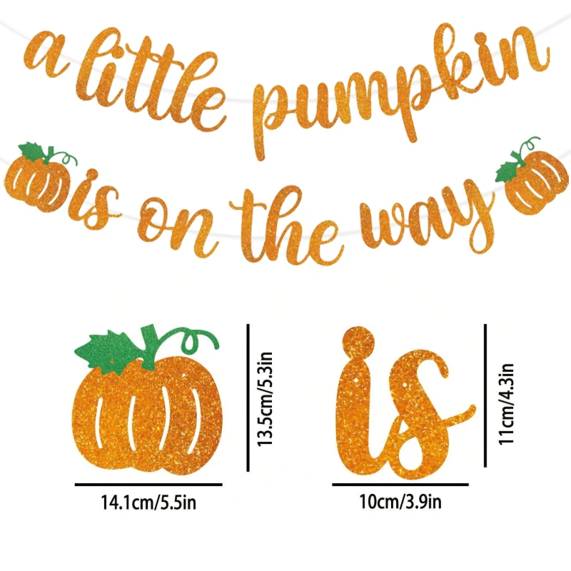 لافتة برتقالية لامعة "اليقطين صغير يطرق على الطريق" - لافتة كشف بين اليقطين لاستحمام الطفل ومستلزمات الخريف لعيد الشكر #5