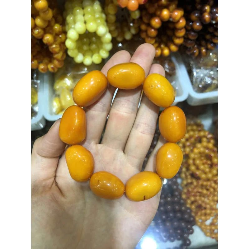 Natural Amber Beeswax Bracelets Amber Raw Ore Chicken Oil Yellow with Old Beeswax Bracelets for Men Explosion Natural Bangle