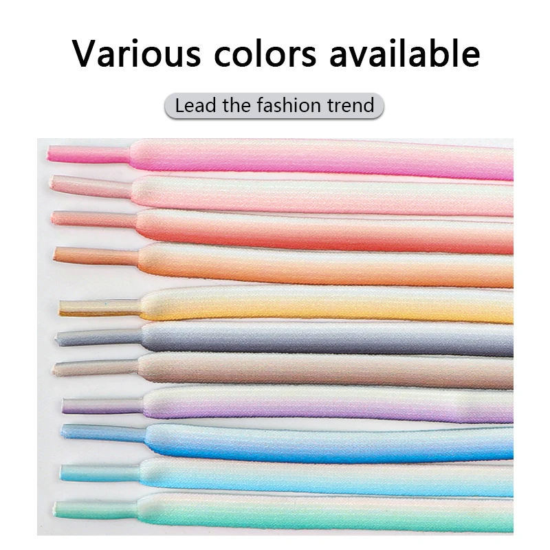 ยืดหยุ่น Shoelaces สำหรับรองเท้าผ้าใบแบนรองเท้า Laces สำหรับกีฬาสี Gradient เทนนิสเชือกผูกรองเท้ายาง Shoestrings 1คู่