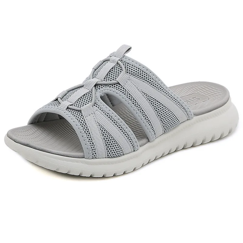 SIKETU Brand  Summer Fashion Women Slippers Solid Colors Light Patchwork Breathable Leisure Wedge Shoes Platform Anti-slide Gray