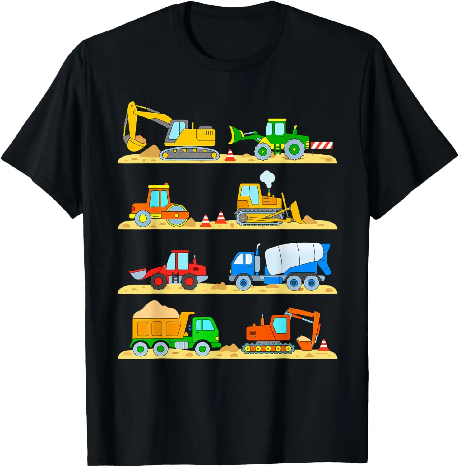 

Vehicles construction site excavator truck bulldozer cement mixer T-Shirt