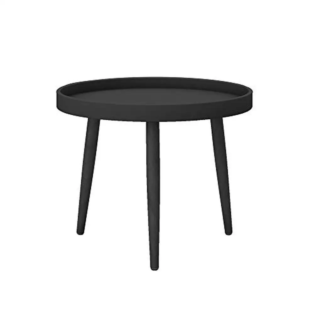 

Modern Black Tray Accent Table Durable Steel Frame Weather Resistant Compact Size Indoor/Outdoor Use Stylish Design- 23.6"D x