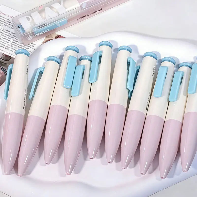 

Гелевая ручка KACO PLAY Chubby Retractable, мини-карманная ручка в ретро-стиле с цветовыми сочетаниями, 0,5 мм, с двойным шариковым наконечником, черные чернила, канцелярские принадлежности для письма