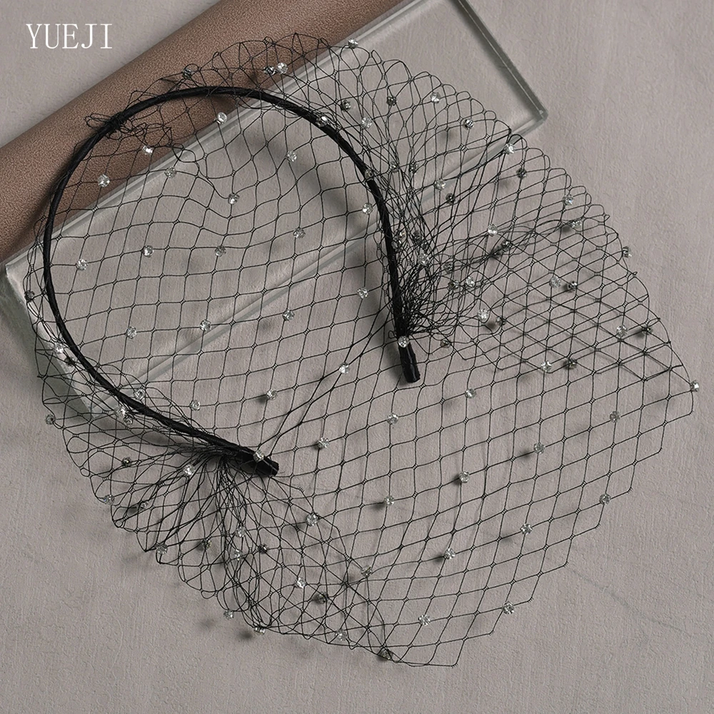 YUEJI-velo de novia corto con diamantes, sin peine, personalizable, 0A06