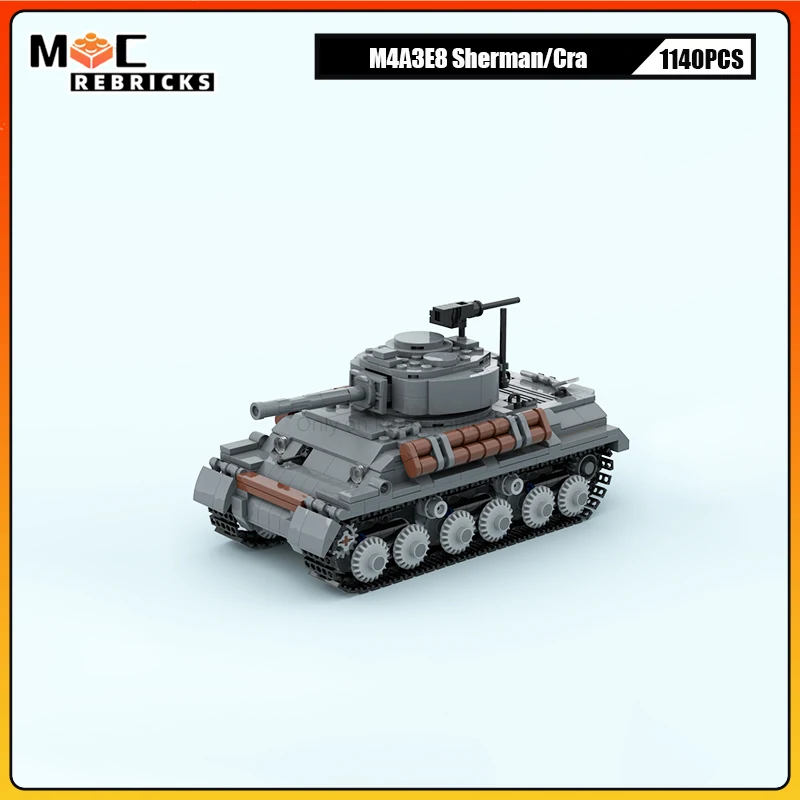 

1140PCS WW2 M4A3E8 Sherman Medium Tank Compatible Military Building Blocks Model MOC Collection Set Assemble Bricks Toys