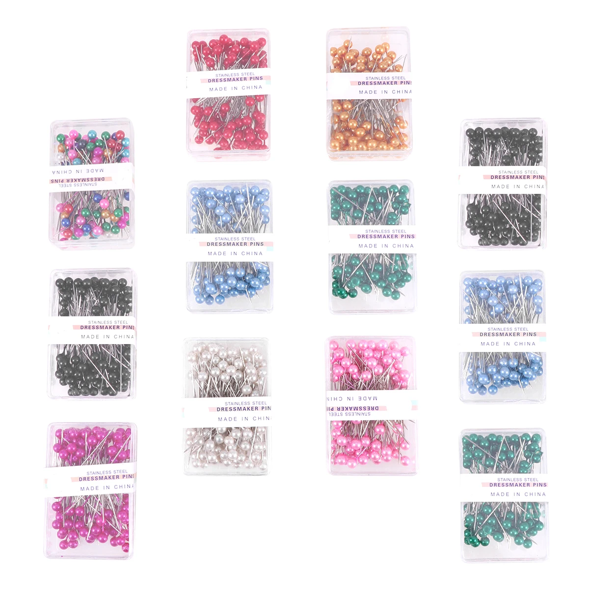 

Multi-Color Bead Head Push Pins For Sewing Fabric Map Bulletin Pushpins For Maps Board With Storage Box