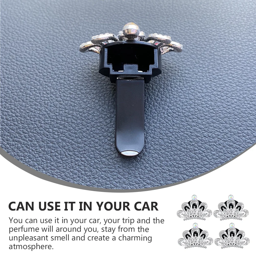 

4Pcs Car Rhinestone Aroma Clip Air Vent Freshener Mini Perfume Clip Auto Aromatherapy Car Air Outlet Ornament Interior