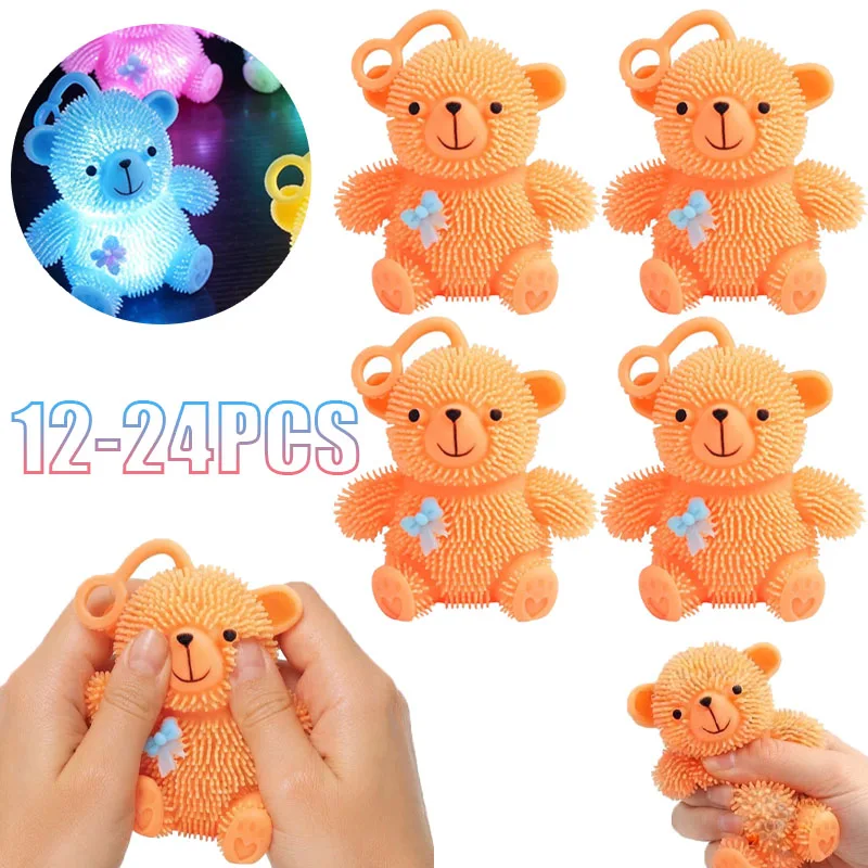 12-24個入り-バウンシーベア-スクイーズトイ-ライトアップ-ストレス解消-感覚刺激-かわいい-ノベルティ-ポータブル-大人向け-オフィス-プレイルーム用