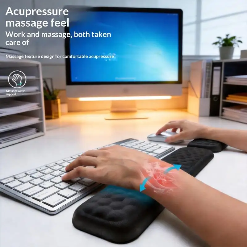 Ultra Comfortable Memory Foam Keyboard Wrist Rest Pad 1/2Pcs for Typing Pain Relief Office Use