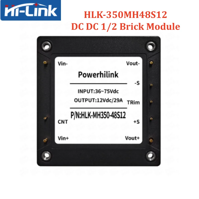 Hilink HLK-350MH48S12 350W Half Brick DC-DC Module 36-75VDC 12V 29A Positive Logic 1500VDC Isolation Industrial Control