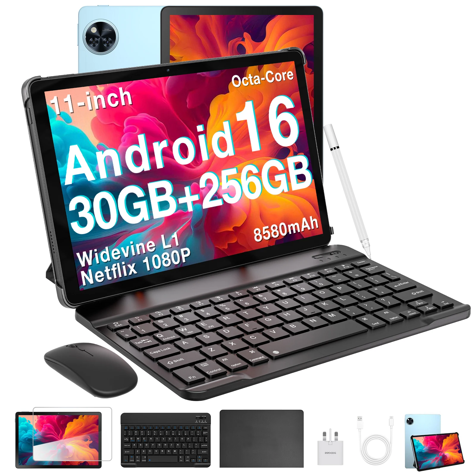 DOOGEE U11 Pro Tablet 30GB 256GB 11 inch HD 90Hz scherm 8580mAh batterij Unisoc T7200 octa-core 13MP+5MP Widevine L1 Android 16