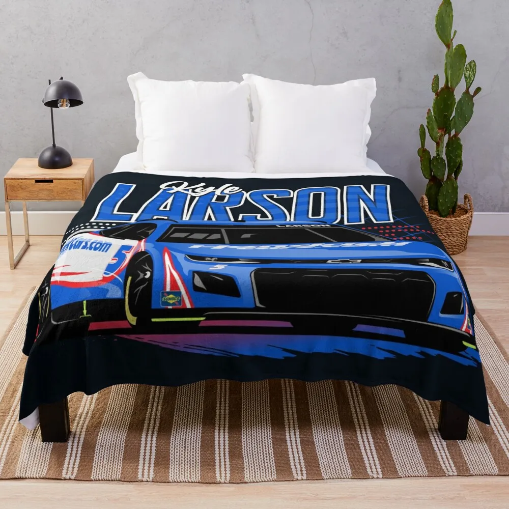 Kyle Larson 2022 Nascar Throw Blanket anime manga Soft Plaid bed plaid Blankets