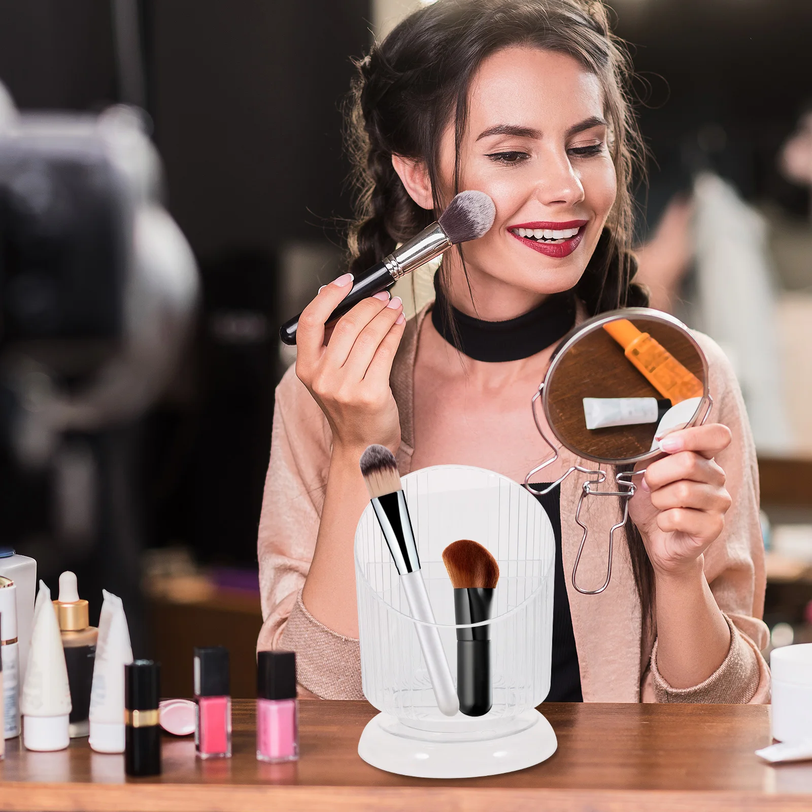 

Makeup Brush Storage Container Organizer for Brushes Pencil Holder Desk Plastic Cosmetics Shaped