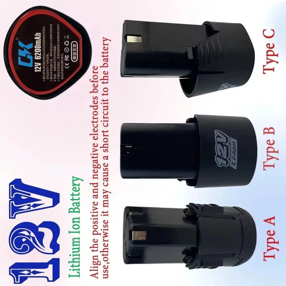 

100%.New.Universal 12V 6200mAh Rechargeable Li-ion Lithium Battery For Power Tools Electric drill Electric Screwdriver Battery