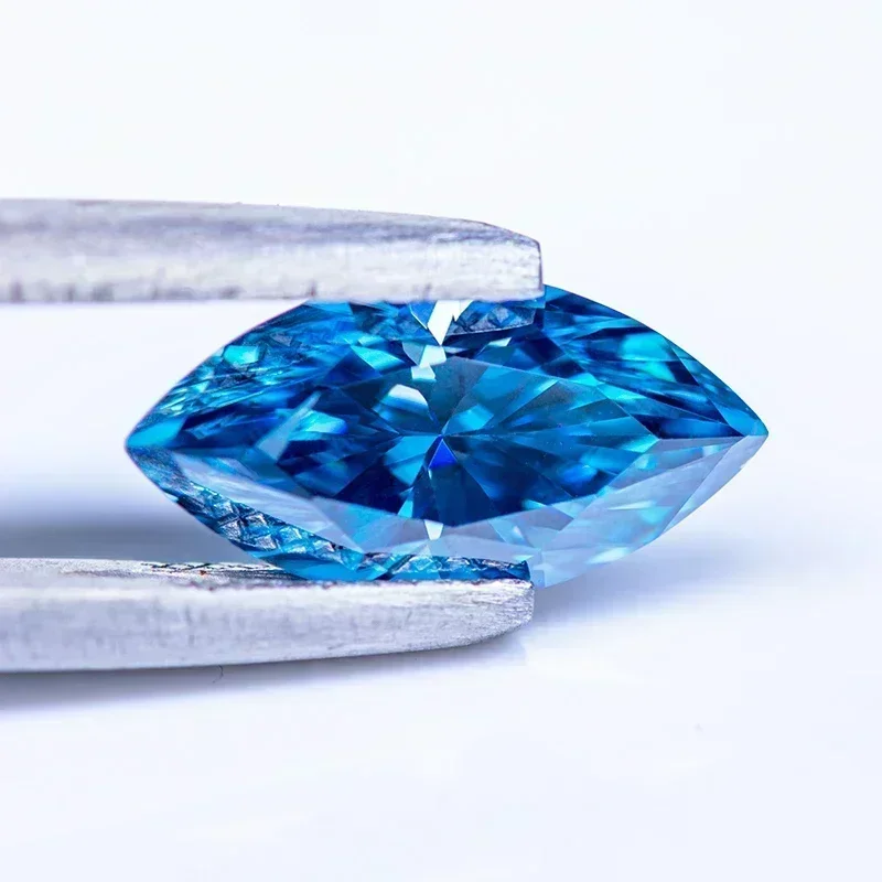 Moissanit-Stein Saphirblau VVS1 Marquise-Form Charms-Perlen für DIY-Schmuckherstellung mit Zertifikat – Detail 5