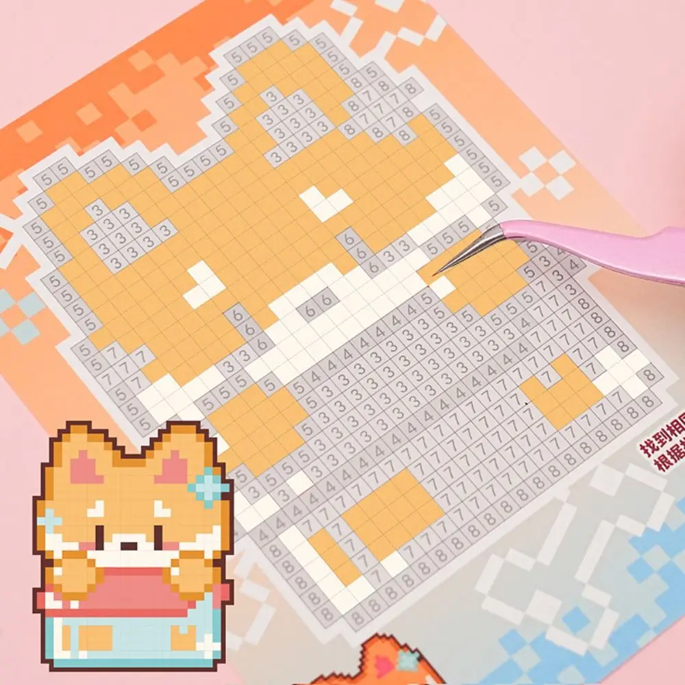 

Cute Pixel Style Coloring Sticker Book Washi Paper Scrapbook Sticker DIY Collage Beans Stickers Diary Decoration