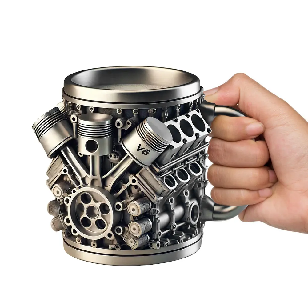 

Тематическая кофейная кружка V8 V6 Engines, кофейная чашка ручной работы для любителей автомобилей, забавная 3D кружка для чая большой емкости, горячего напитка для домашнего офиса