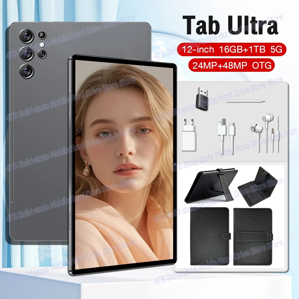 Original New Tablet Ultra Pad 2024 16G+1TB Android 13 Tablet PC 12 Inch Snapdragon 8 gen2 WIFI 5G tablets Learning entertainment