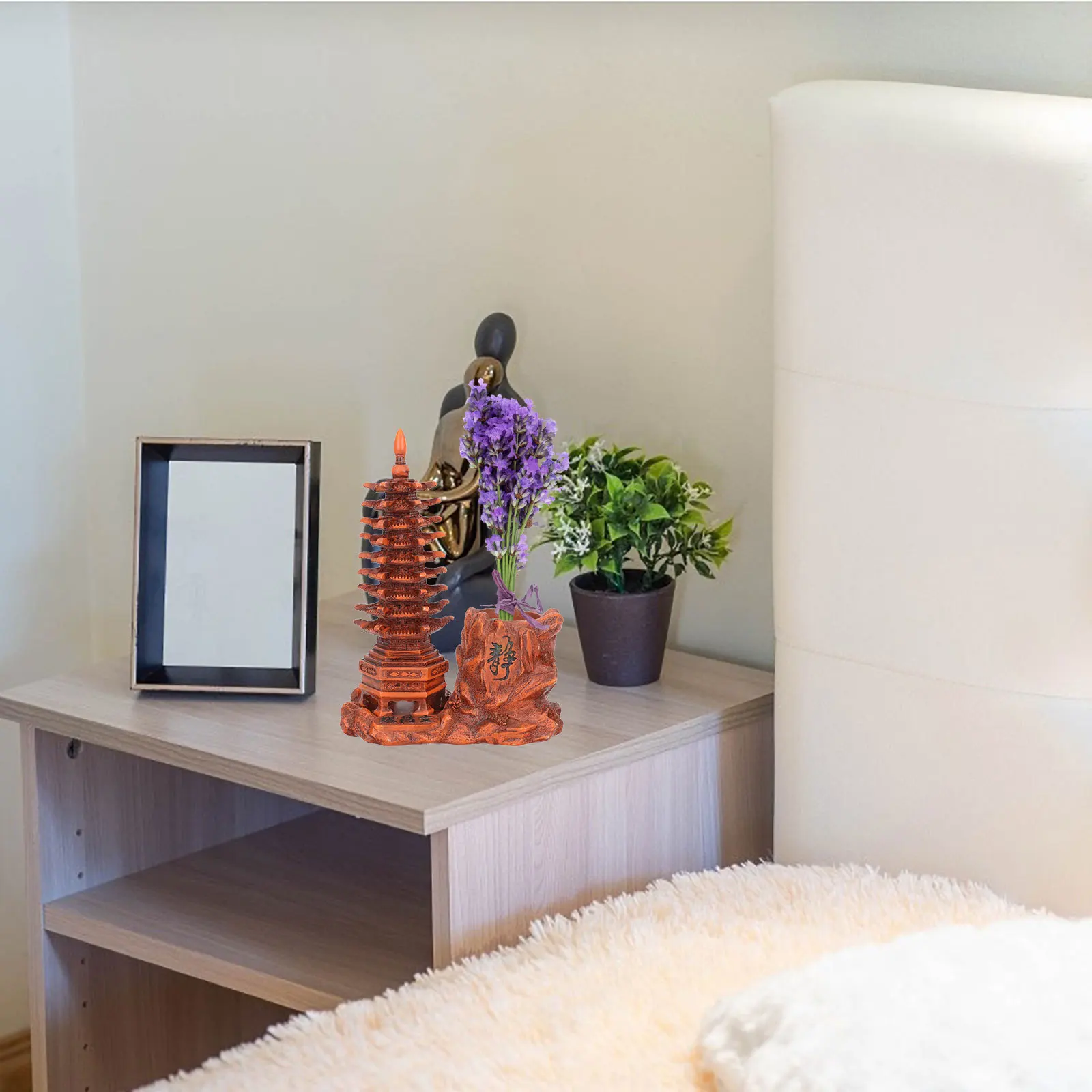 برج تصميم حامل قلم مزهرية خشبية مقلدة الراتنج الحرفية زخرفة الإبداعية منظم سطح المكتب متعدد الوظائف تخزين ديكور #3