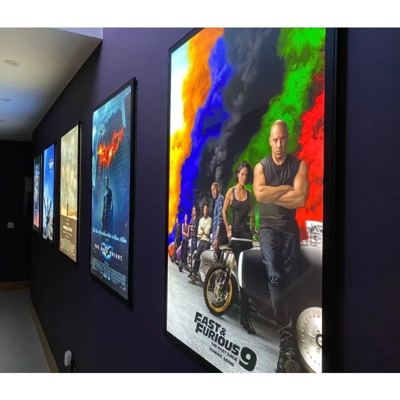 

Настенное крепление, рекламная алюминиевая рамка для лайтбокса, магнитные постеры для фильмов, светодиодный световой короб для кинотеатра