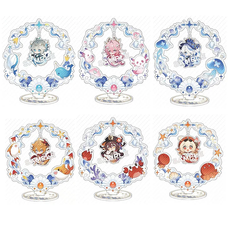 Transparent PVC Arcylic Stand Shake Swing Plate Desk Decor Figure Wanderer Lyney Furina Neuvillette Alhaitham Cosplay Ornaments