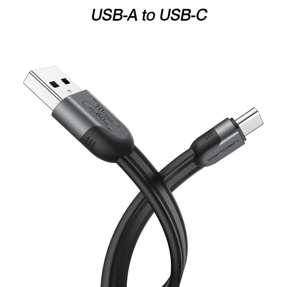 UGOURD Type C 10Gbps USB 3.2 Gen 2 Kabel, USB A naar USB C Platte Ribbon Kabel, 60W Snelle Oplaad- en Gegevenskabel 0,15m - 3m (5,9in-118in)