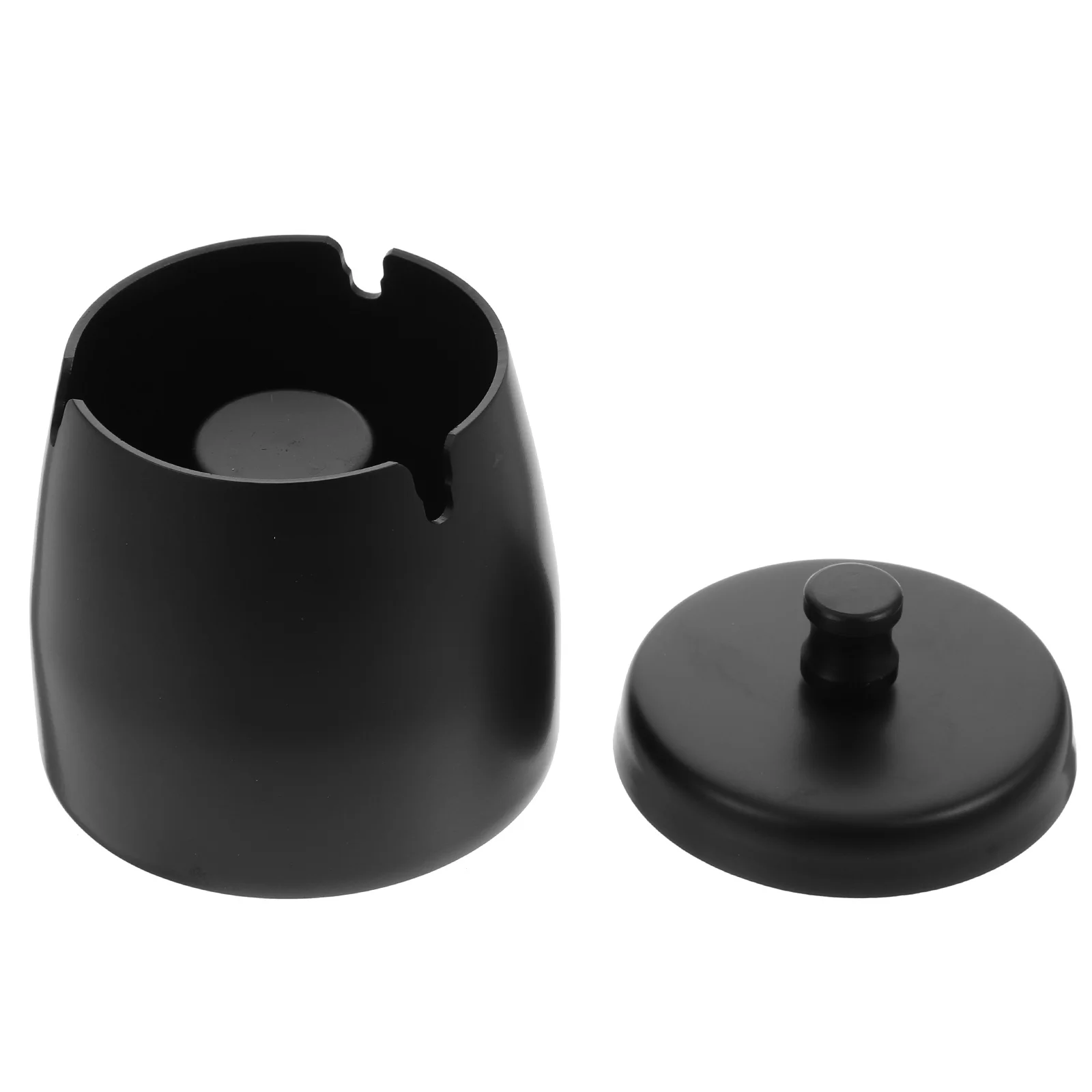 

Stainless Steel Lid for Home Office Desktop Holder Domestic Ashtray Black Container Smoke Ash Storage Home Decor