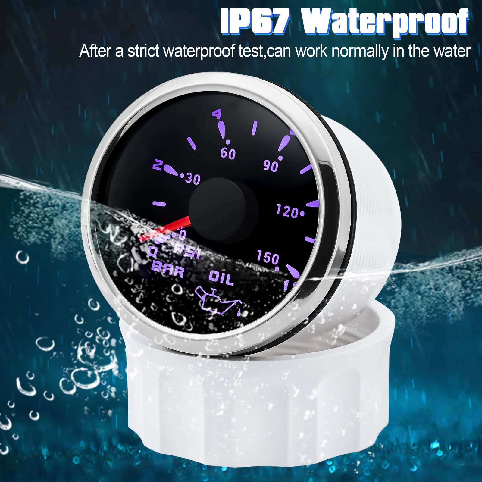 

Car Auto Oil Press Gauge 0~10 Bar/0-150Psi 7 Colors Backlight with 1/8NPT Sensor For Car Truck Boat Marine 12/24V