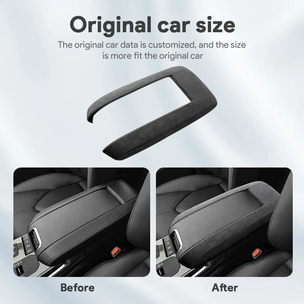 

For Toyota Highlander XU700 2020 2021 2022 2023 2024 Top Suede Car Central Console Armrest Box Cover Trim Interior Accessories