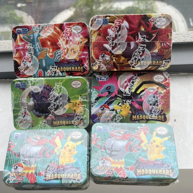 

42pcs,181pcs Iron Metal Box Pokemon OBSIDIAN FLAMES Battle Toys Origin Pokemons Box with Pikachu Game Anime Cards For Kid