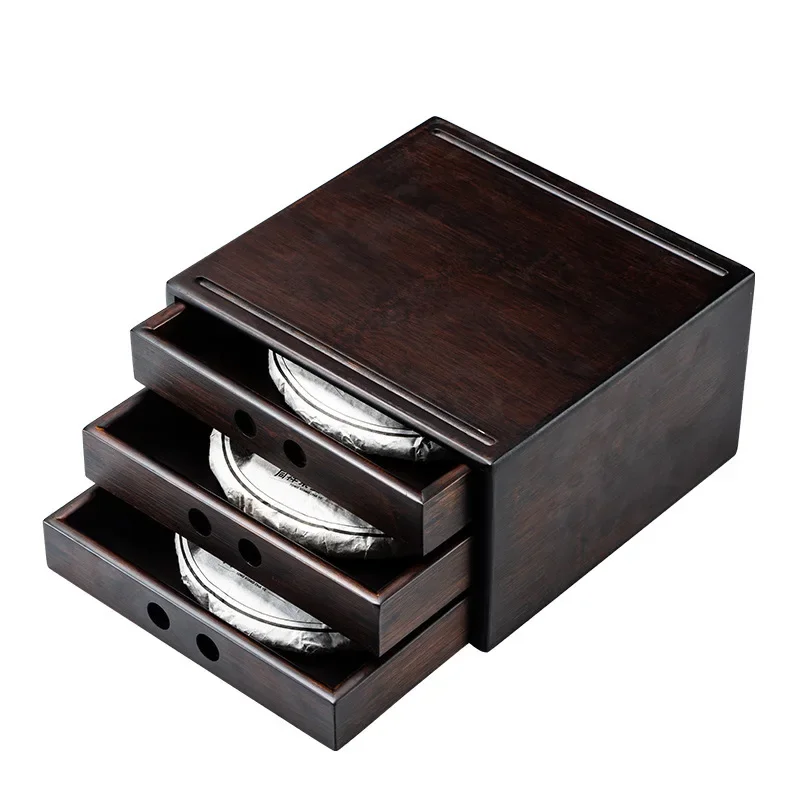Bamboo Pu'er Tea Storage Boxes  MultiLayer Separator Cut Tea Tray with Kung Fu Tea Set Ceremony Accessories Food Storage Drawer