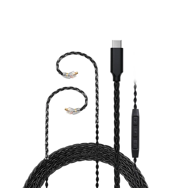 JCALLY Black TC08 PRO TC08 Silver Plated TYPE-C Earphone Upgrade Cable With MIC MMCX 2Pin 0.75/0.78 QDC for KZ KBEAR TRN 7HZ TFZ