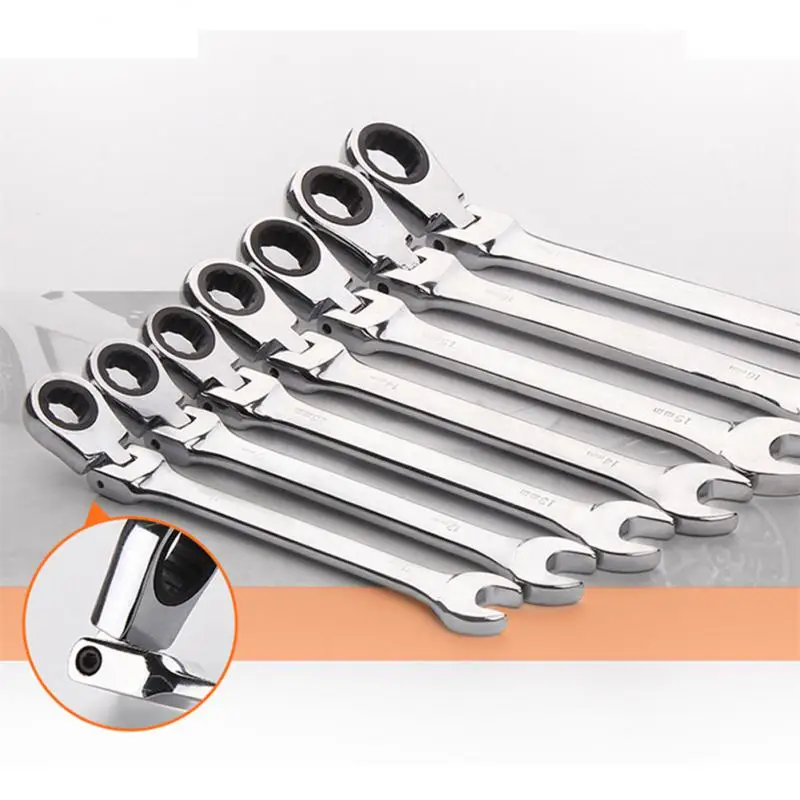 Ratchet Combination Set Flexible Head Steel Combination Ratchet Wrenches Repair Tools Metric Gear Spanners High Quality Durable