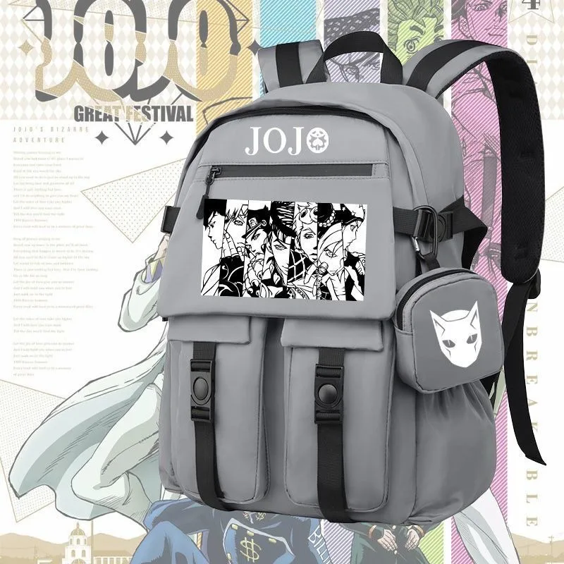 30×45×12cm Black Blue Grey, JoJo's Bizarre Adventure, Student Kids Teens School Bags, Large Capacity Anime Backpacks Girls Boys