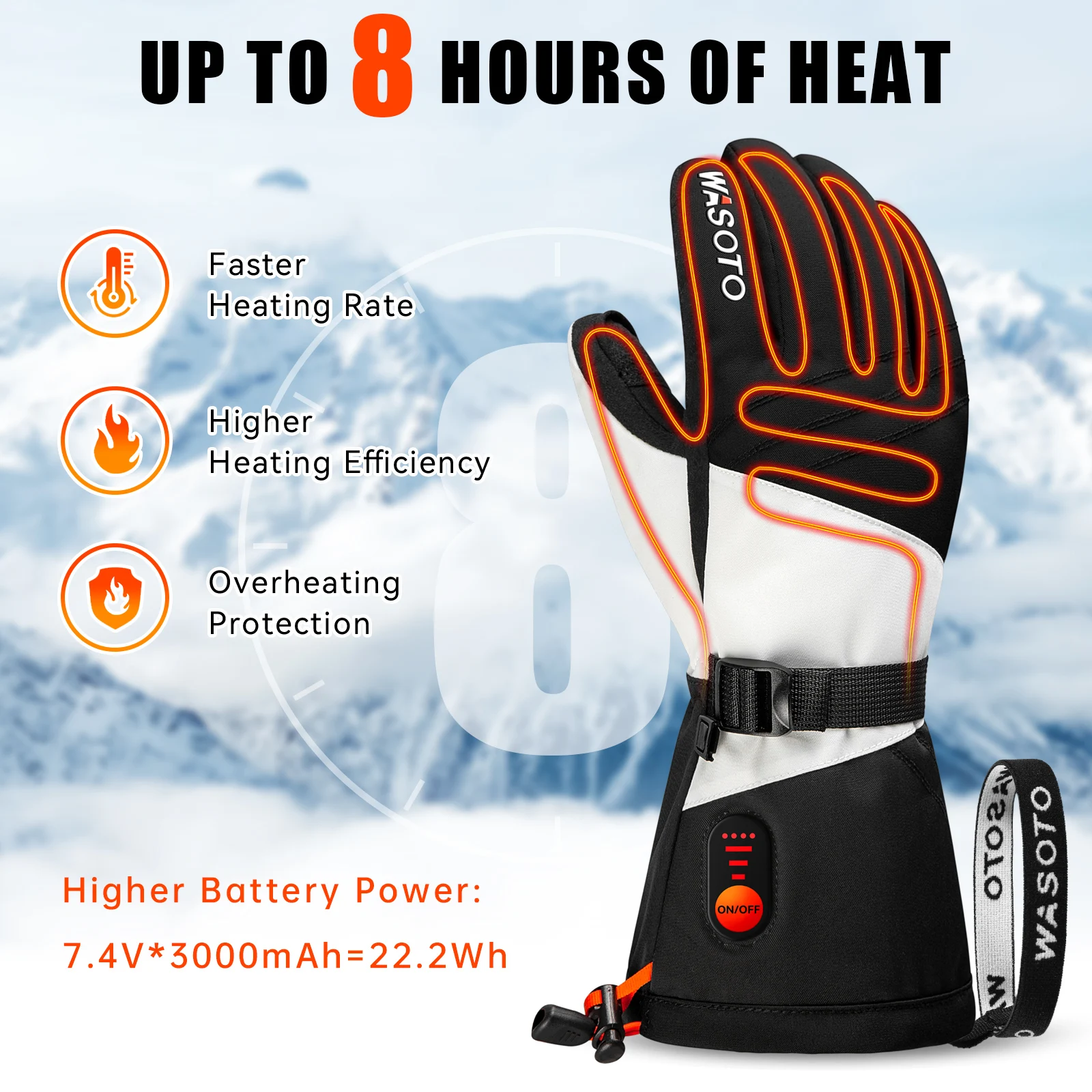 Wasoto Optimized Heated Gloves for Winter Sports for Skiing Snowboarding Hunting Biking Fishing Motorbiking Hiking view 6