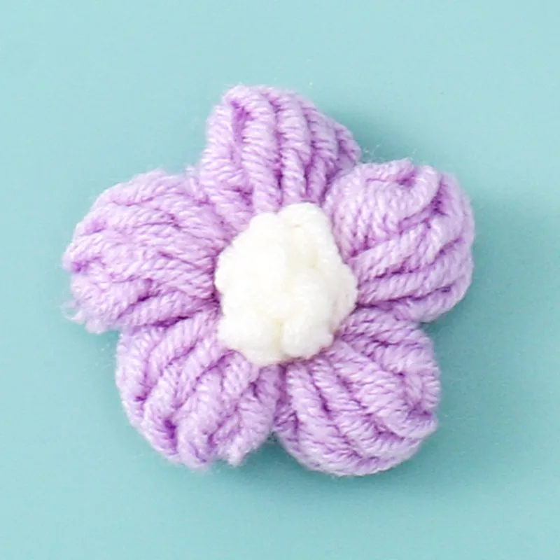 15PCS New Hand-woven Wool Five-petal Flower Patch Clothing Headwear Hat DIY 3D Flower Sticker Accessories