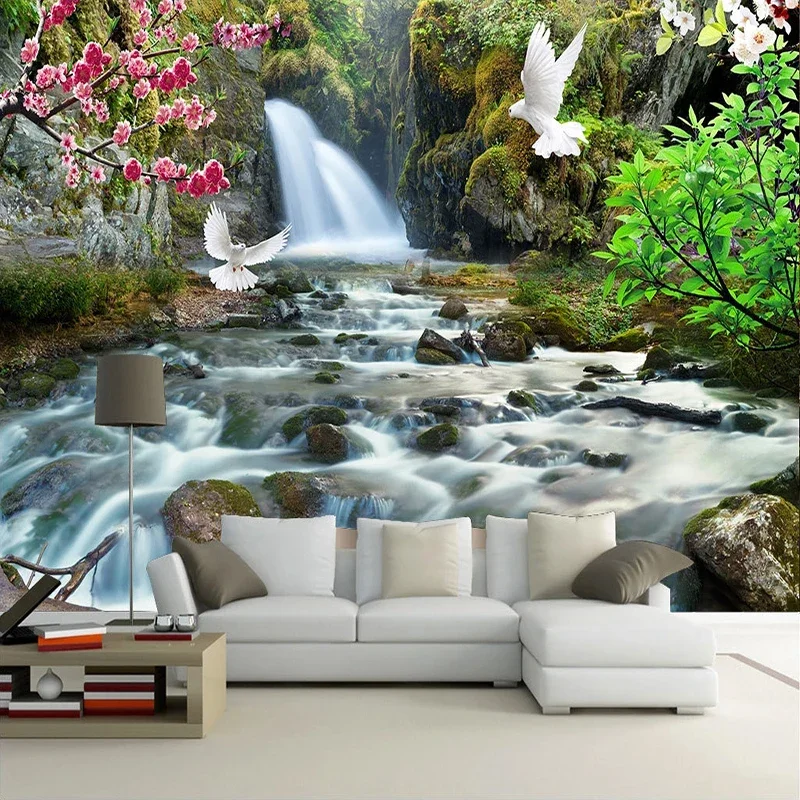 

Custom 3D Photo Mural Wallpaper Waterfall Landscape Wall Painting Living Room Bedroom Sofa TV Background Papel De Parede Tapety