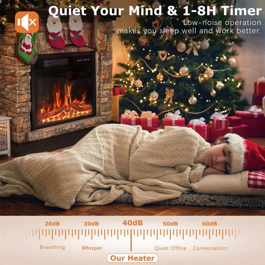 مدفأة كهربائية مع رف، حامل تلفزيون سخان حجر قائم بذاته مع جهاز تحكم عن بعد، تأثير لهب واقعي وثلاثي الأبعاد