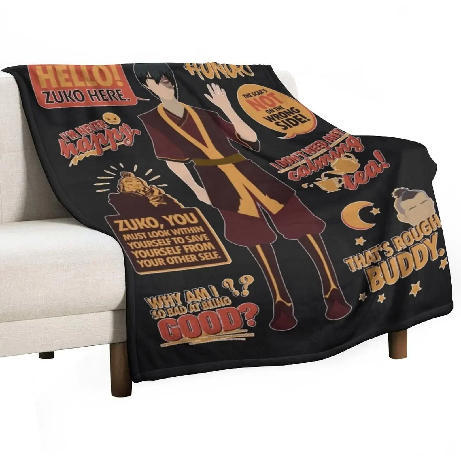

Hello, Zuko Here! Funny Throw Blanket Luxurious Soft Fuzzy Blanket for Sofa Bed