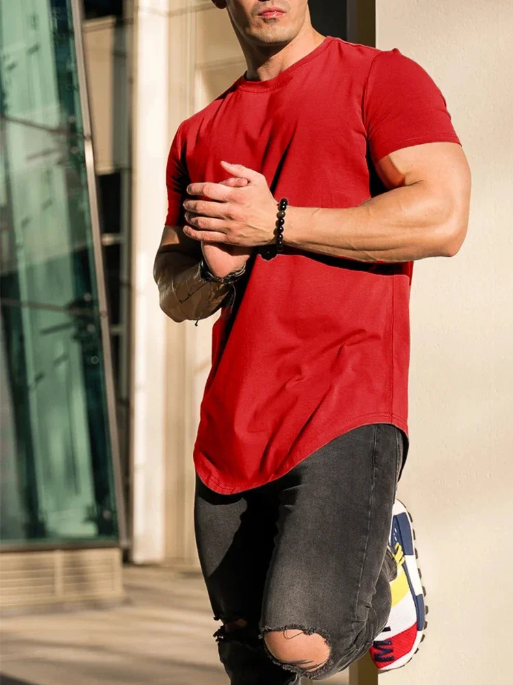 Muskel-Fitness-T-Shirt Sommer Herren Athleisure Workout Kurzarm-T-Shirt Hochwertige Baumwolle Herren T-Shirt Gym Sport Shirt Oberteil – Detail 12