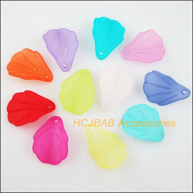 Fashion 50Pcs Mixed Acrylic Plastic Teardrop Leaves Charms Pendants 18x26mm