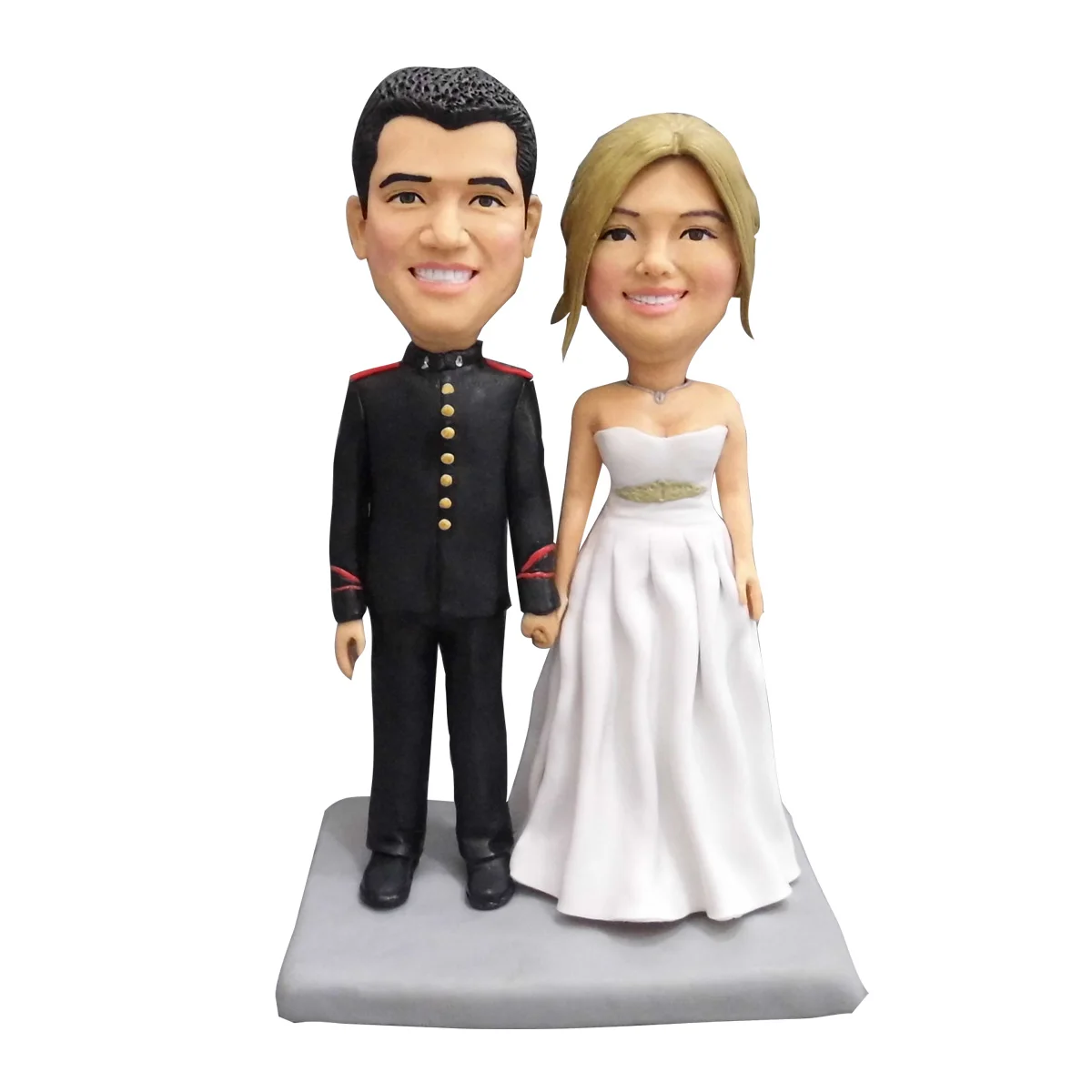 Imagem -04 - Handmade Mini Estátua Bobble Cabeça Boneca Bolo Topper Casamento Presente Personalizado Custom Bobblehead Figura Figurinhas