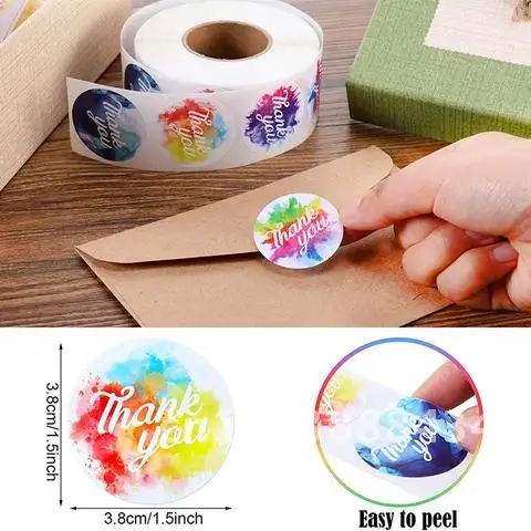 

50-500pcs Cute Colorful Thank You Stickers Labels For Small Business Or Wedding Gift Decor Stationery Supplies