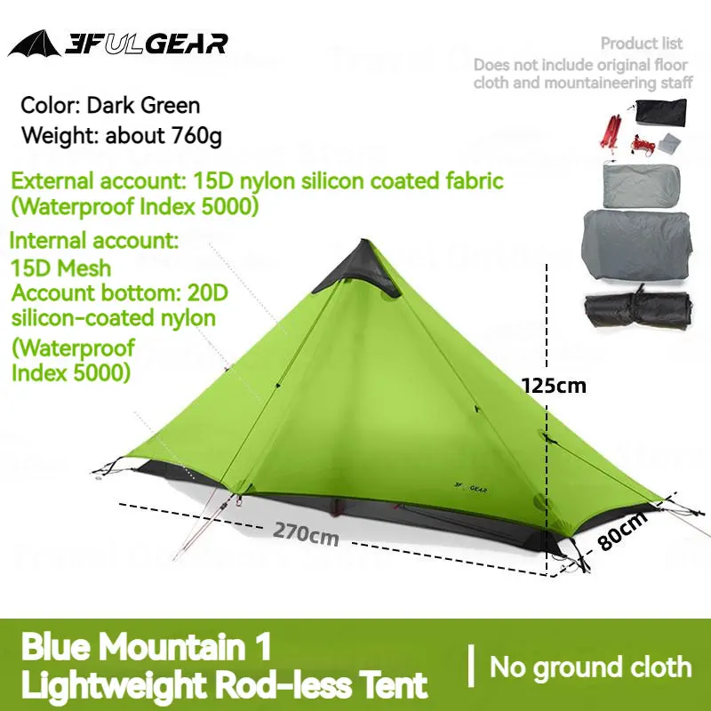 3F UL GEAR LanShan1 PRO Ultralichte waterdichte tent 1 persoon camping 20D professionele tent 3-4 seizoenen outdoor wandelen tipi tent