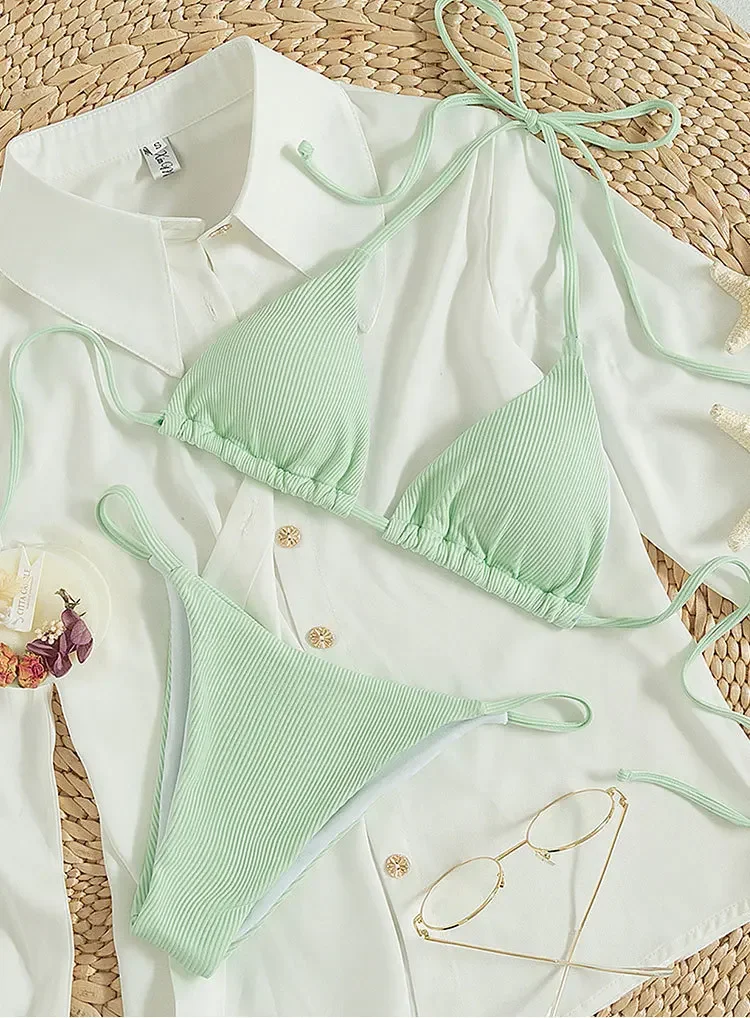 2025 패드 비키니 세트 비치 트라이앵글 수영복 여성 XS-L Maio Biquinis 수영복 Tankini Femme Badpak Dames Mujer купальники