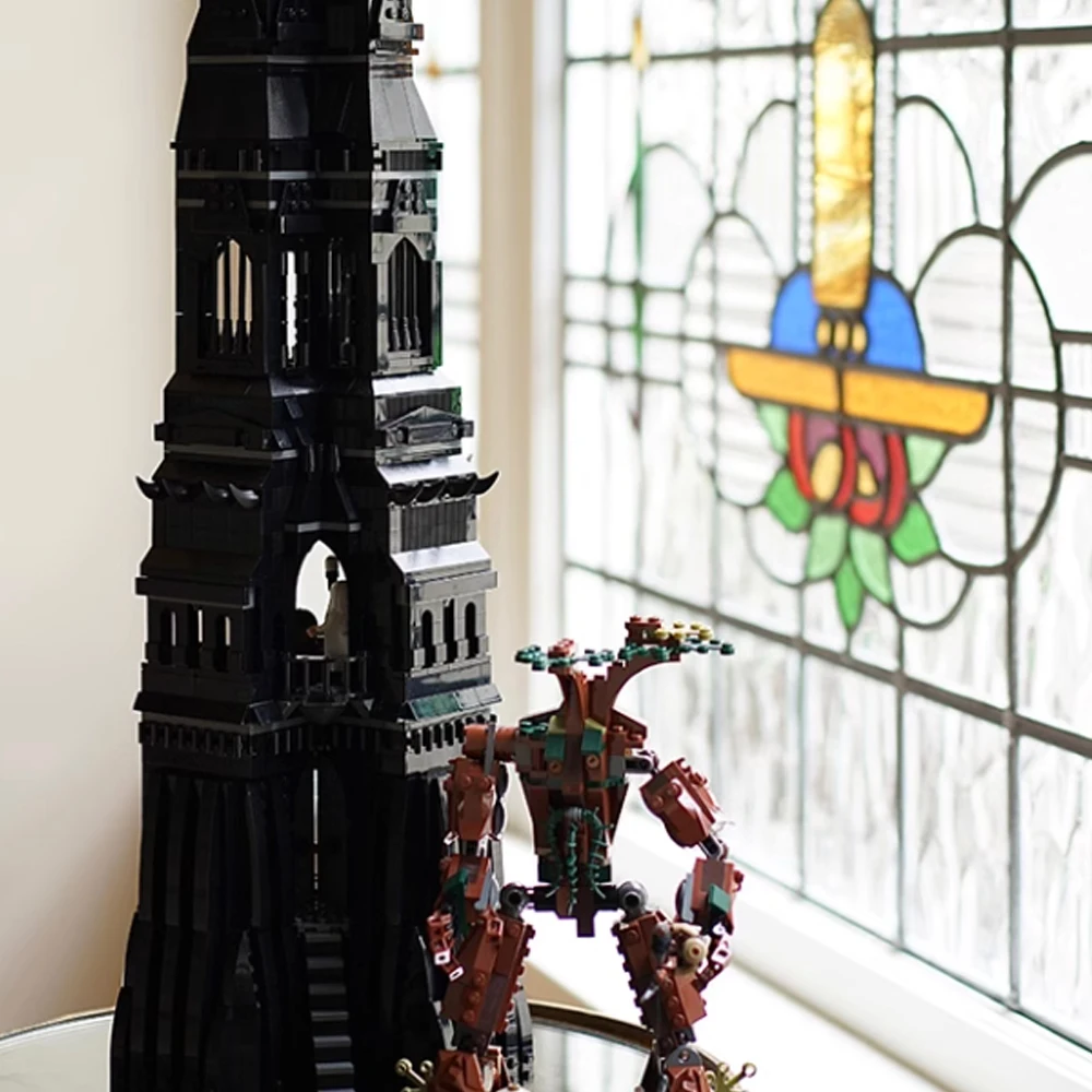 2026 novo estilo/blocos de construção de torre preta medieval arquitetura retrô modelo de torre preta brinquedos meninos e crianças presentes de ano novo