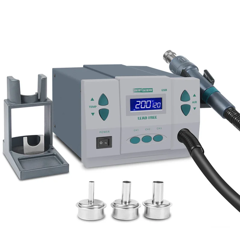 1000W220/110V 861DW HeatGun Lead Free Hot Air Soldering Station Microcomputer Temperature Rework Station+3nozzle