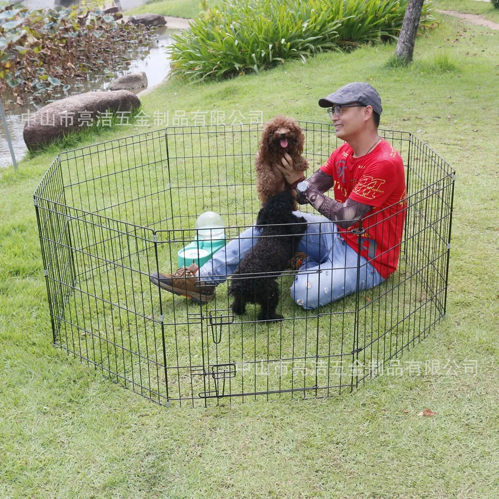 Imagem -03 - Metal Foldable Playpen com Portão Pet Fence Indoor Enclosure Pen Outdoor Jardim Pátio Pequenos Animais Cão Gato 76x61cm