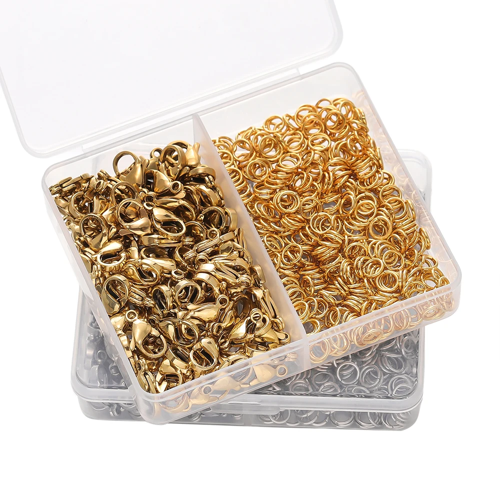 300Pcs/Box Stainless Steel Lobster Claw Clasps Open Jump Rings Bulk Jewelry Connector DIY Bracelet Necklace  Making Supplies view 5