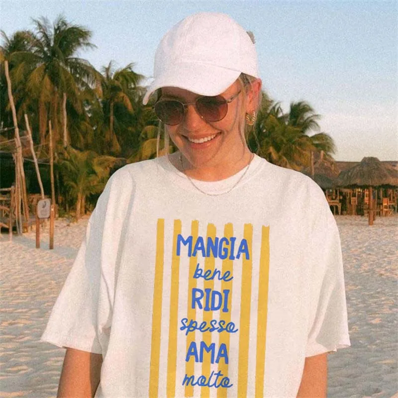 

Holiday Women's T-Shirt Printed White Round Neck Short Sleeved Casual Beach Fashion Street Pattern Fun Cartoon Women's Top T-Shi